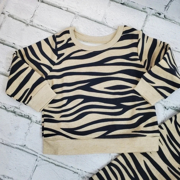 Zebra Girls Fleece Lined Sweatshirt and Sweatpants Matching Set Winter Clothes - Picture 2 of 7